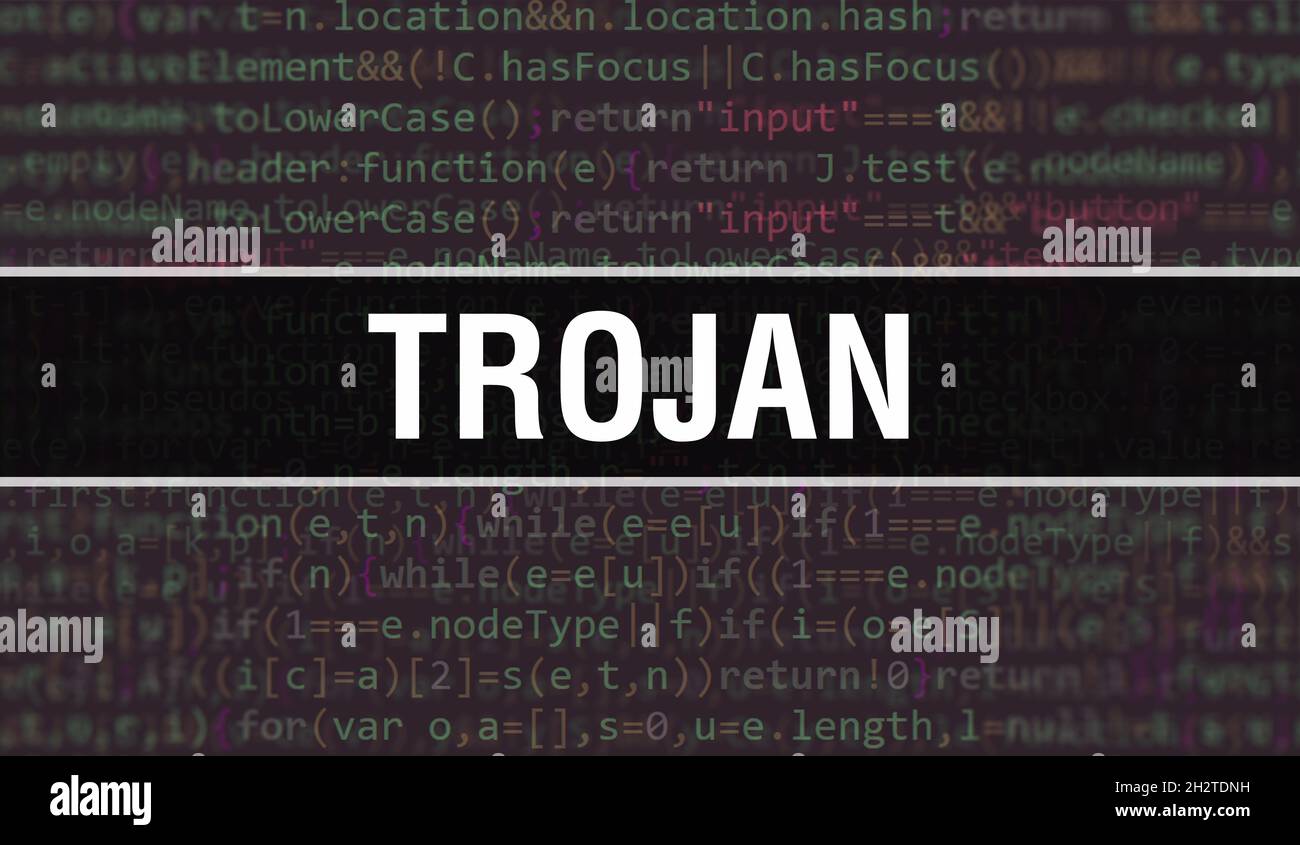 trojan with Binary code digital technology background. Abstract ...