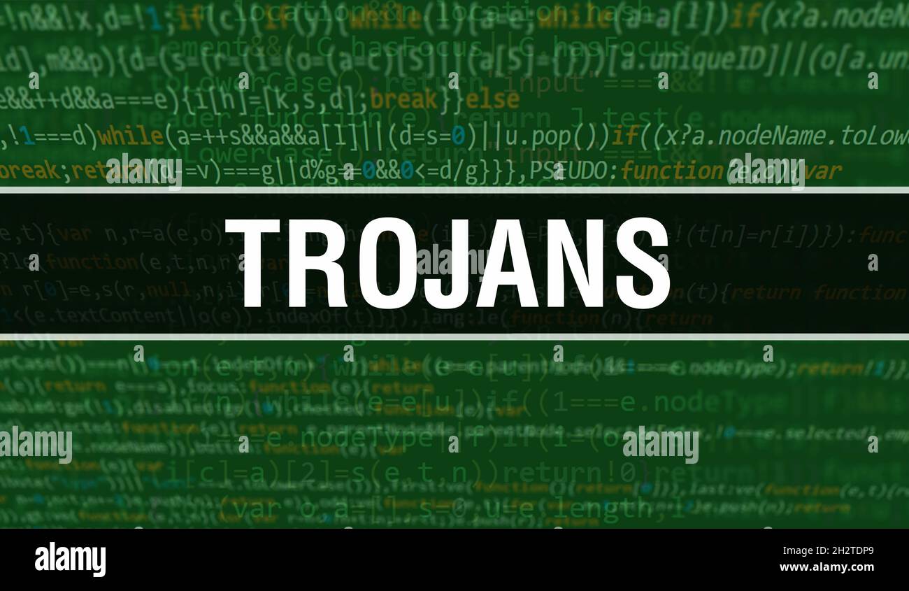Trojans concept with Random Parts of Program Code.Trojans text written ...