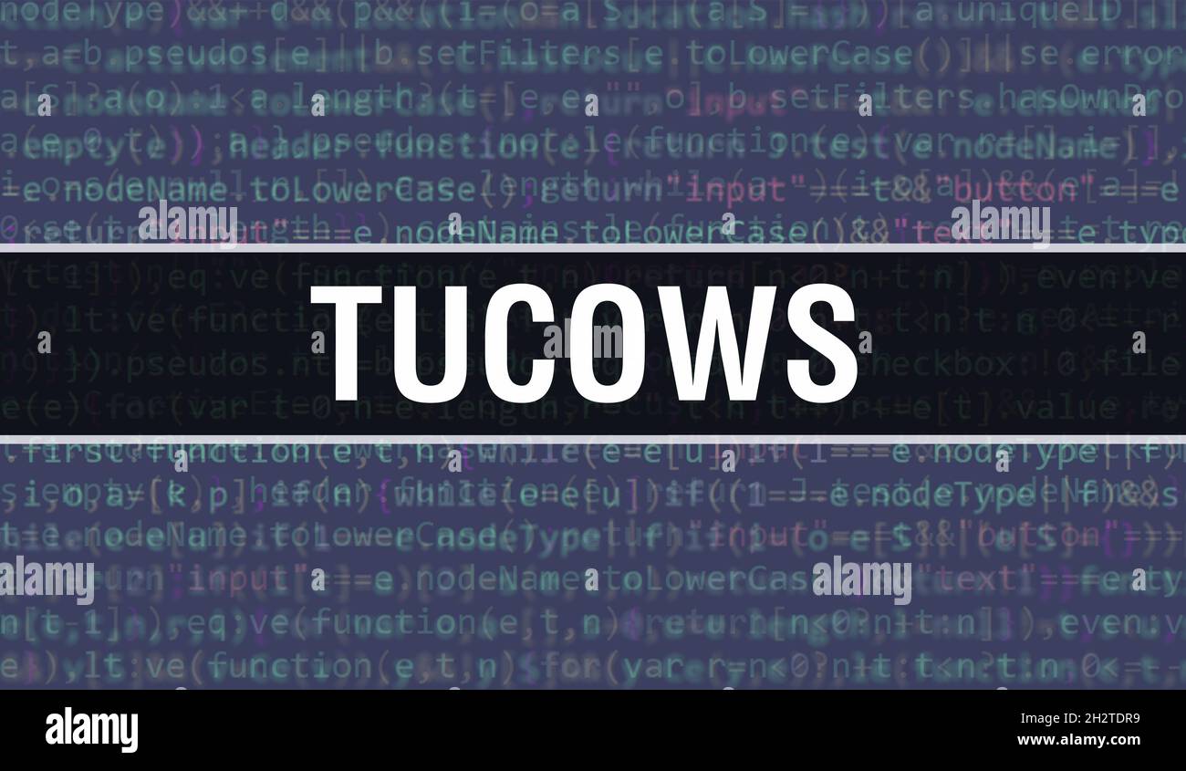 Tucows with Digital java code text. Tucows and Computer software coding vector concept. Programming coding script java, digital program code with Tuco Stock Photo