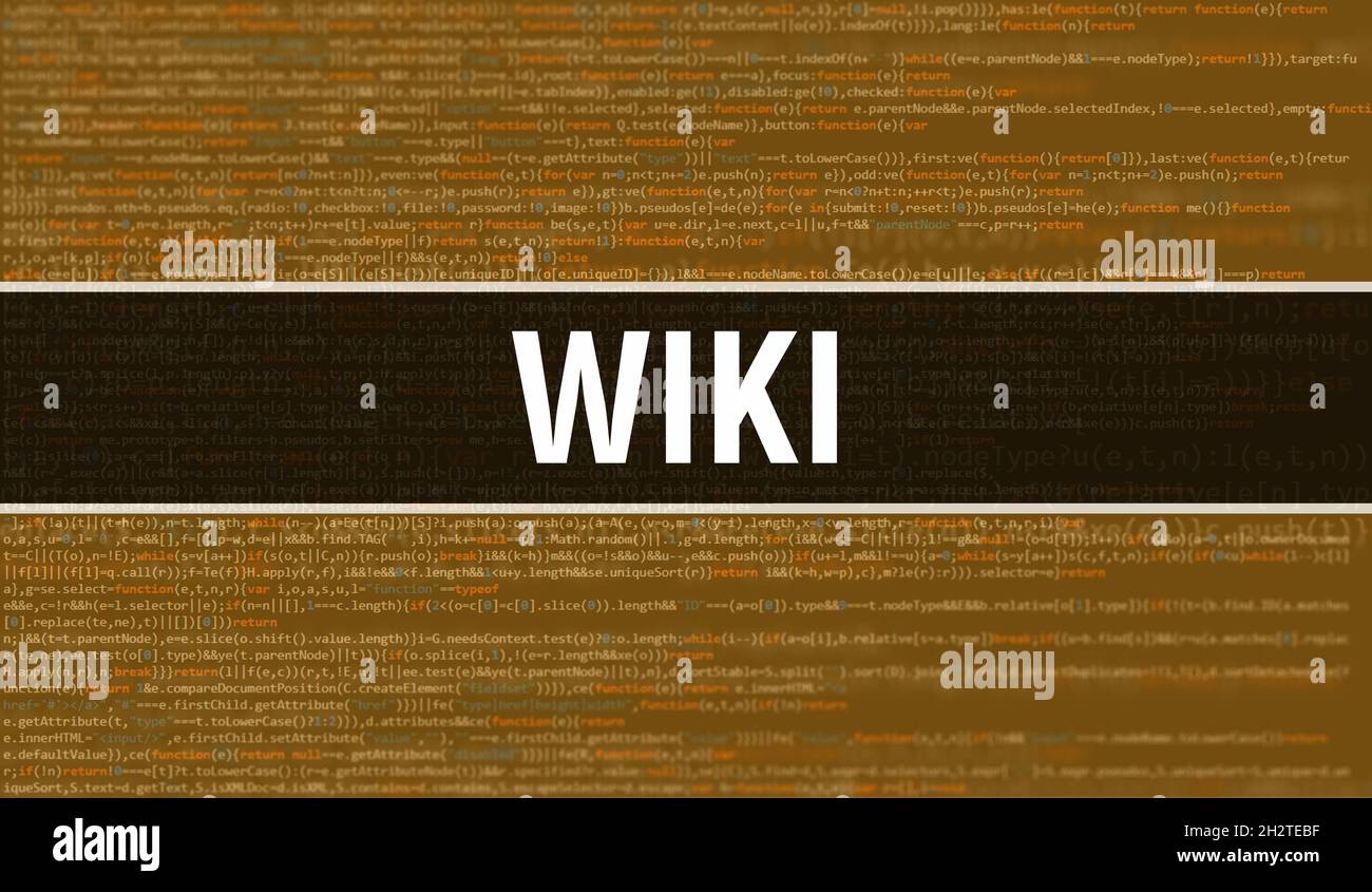 Wiki text written on Programming code abstract technology background of  software developer and Computer script. Wiki concept of code on computer  monit Stock Photo - Alamy