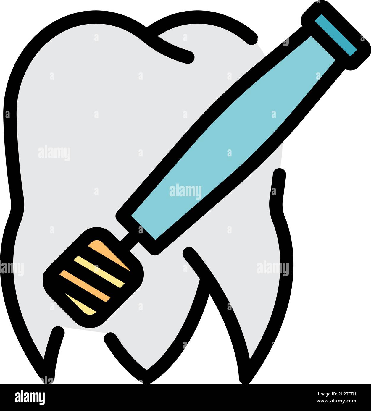 Dental drill and tooth icon. Outline dental drill and tooth vector icon ...
