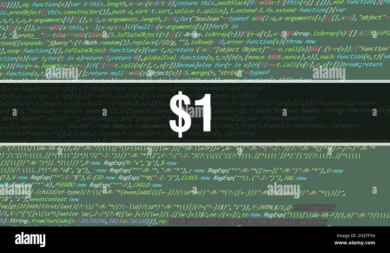 $1 text written on Programming code abstract technology background of ...