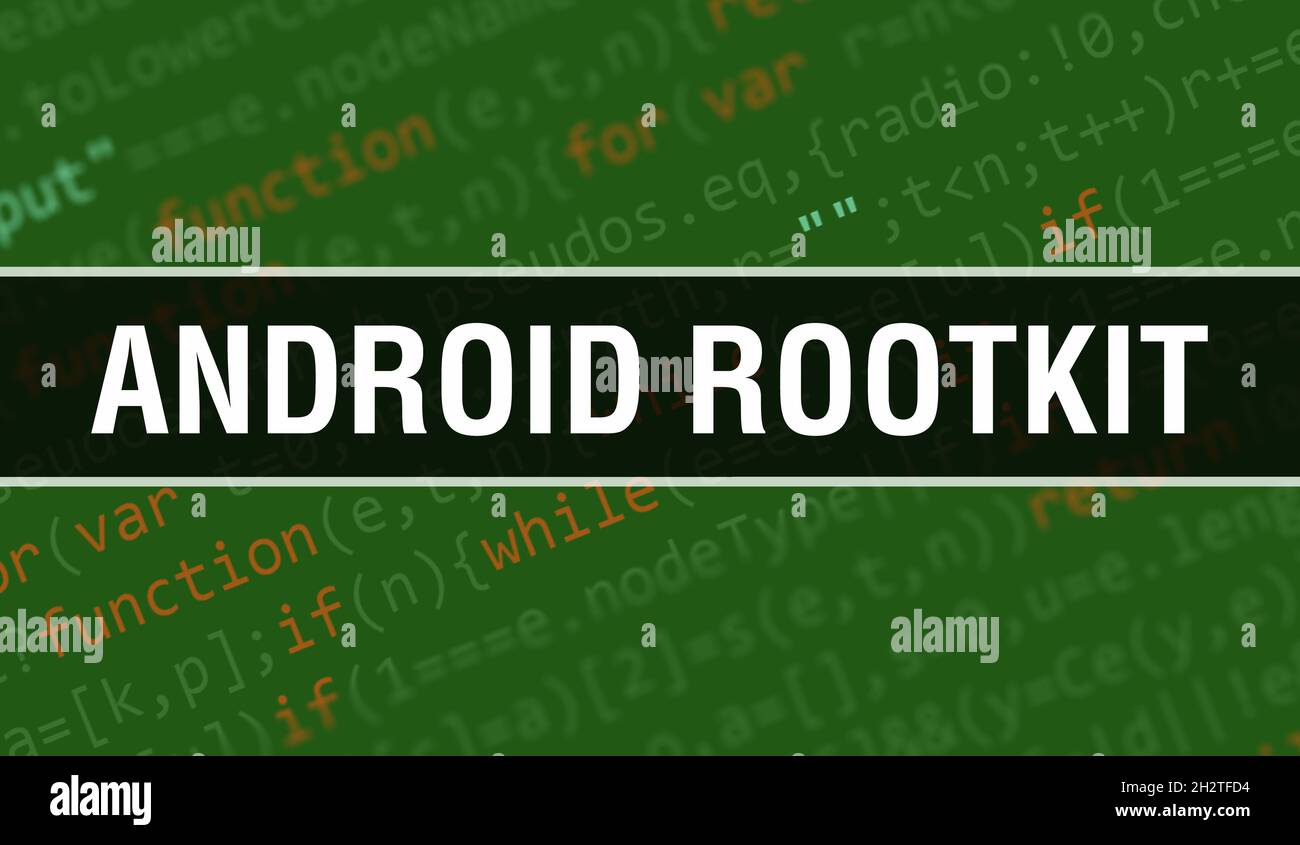 android rootkit with Digital java code text. android rootkit and Computer software coding vector concept. Programming coding script java, digital prog Stock Photo