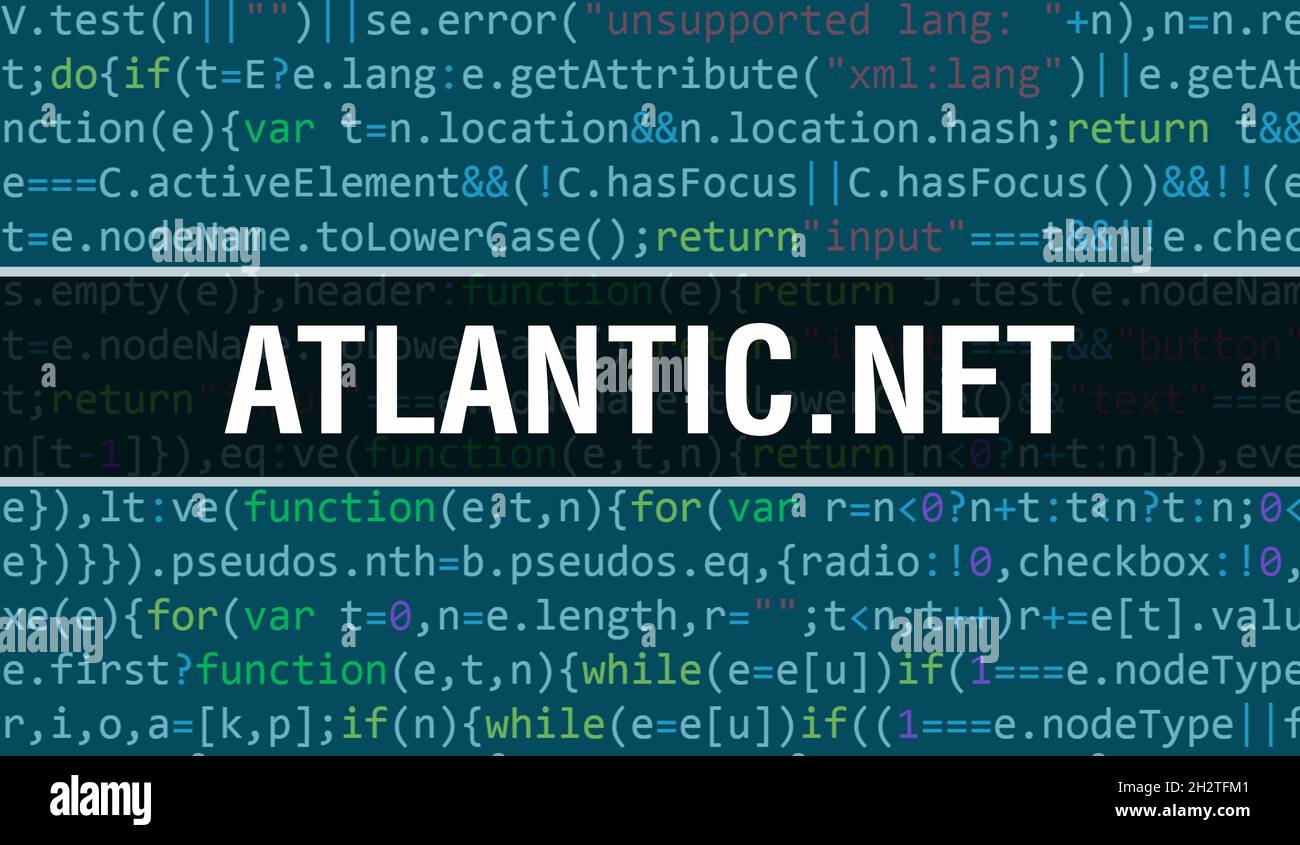 Atlantic.Net with Binary code digital technology background. Abstract ...