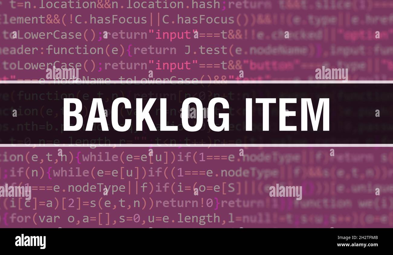 Backlog Item concept illustration using code for developing programs ...