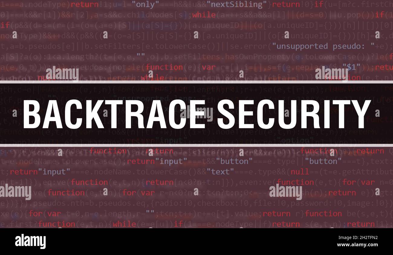 Backtrace Security with Binary code digital technology background. Abstract background with program code and Backtrace Security. Programming and codin Stock Photo