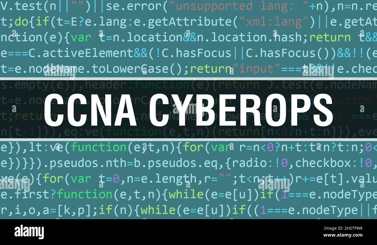 CCNA CyberOps with Binary code digital technology background. Abstract background with program code and CCNA CyberOps. Programming and coding technolo Stock Photo