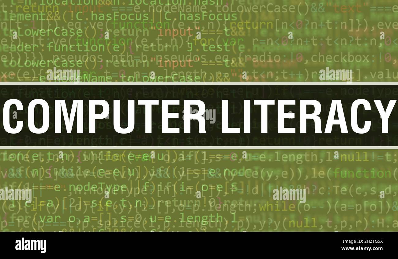 Computer literacy text written on Programming code abstract technology ...
