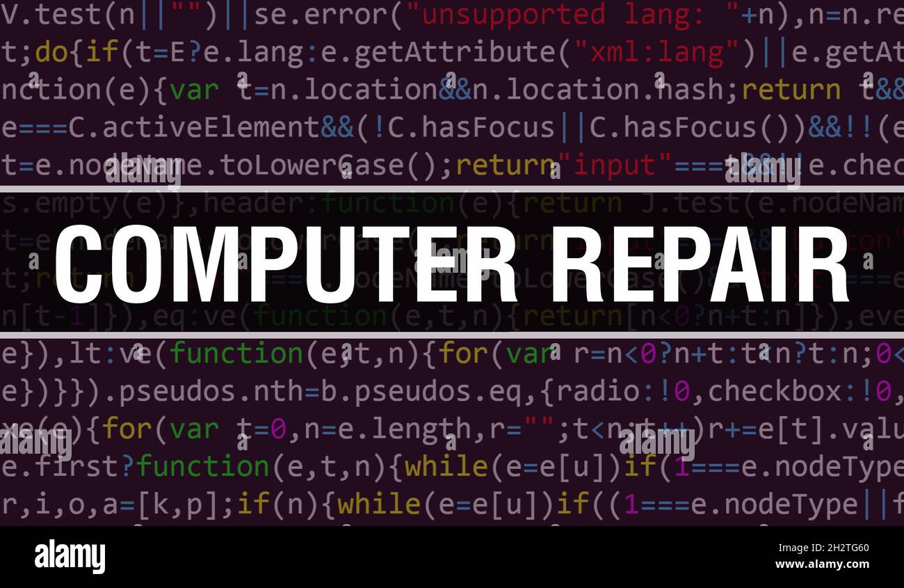 Computer repair with Binary code digital technology background ...