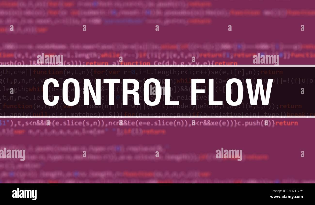 Control flow text written on Programming code abstract technology ...