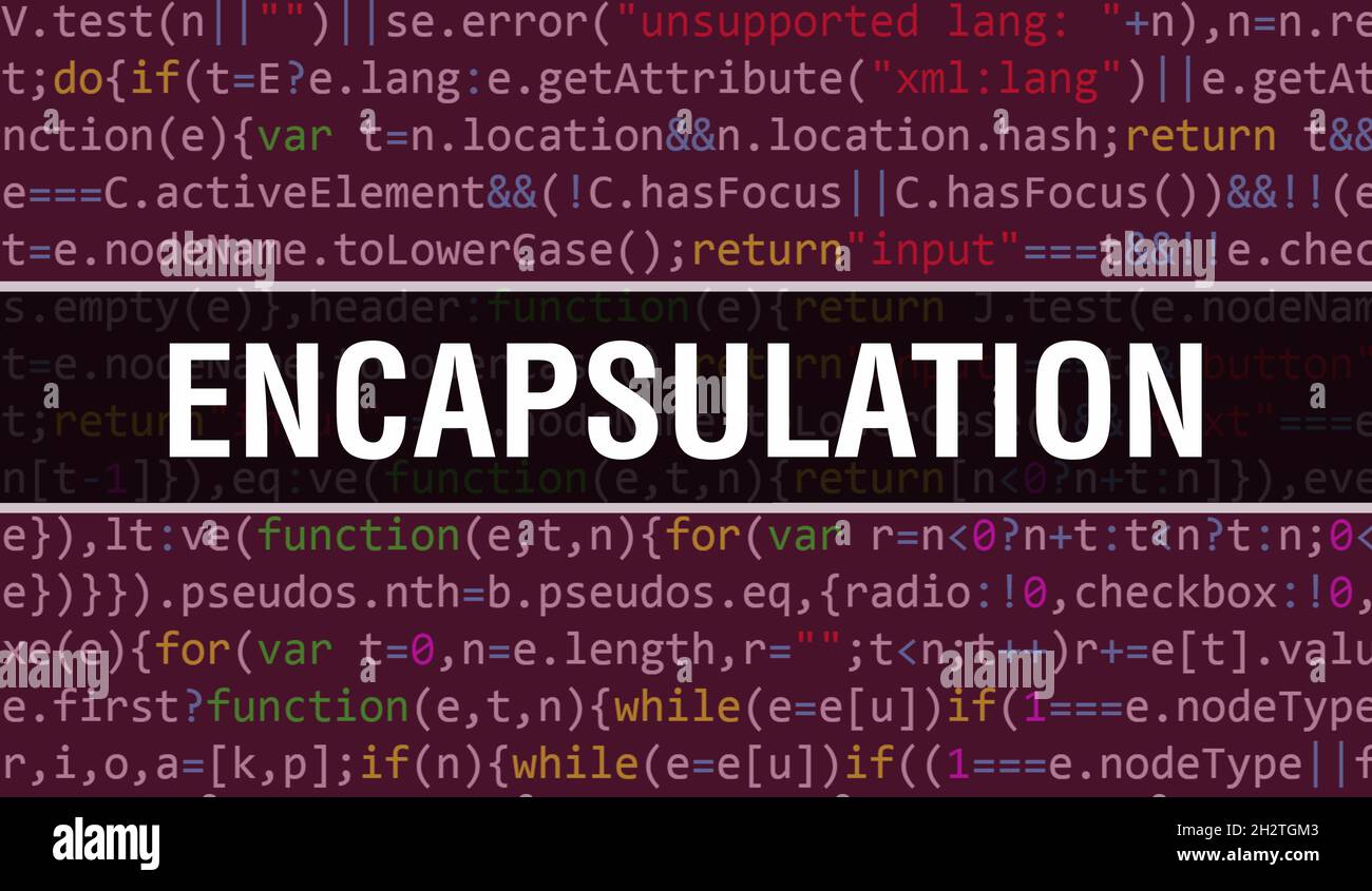 Encapsulation with Binary code digital technology background. Abstract background with program code and Encapsulation. Programming and coding technolo Stock Photo