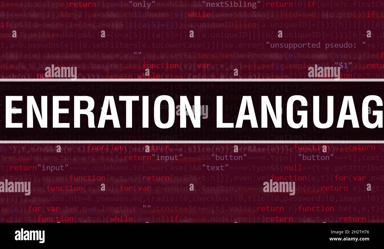 Generation language text written on Programming code abstract ...