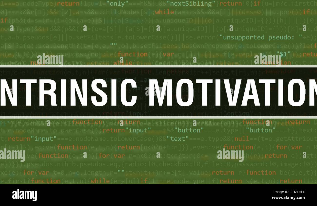 intrinsic motivation text written on Programming code abstract ...