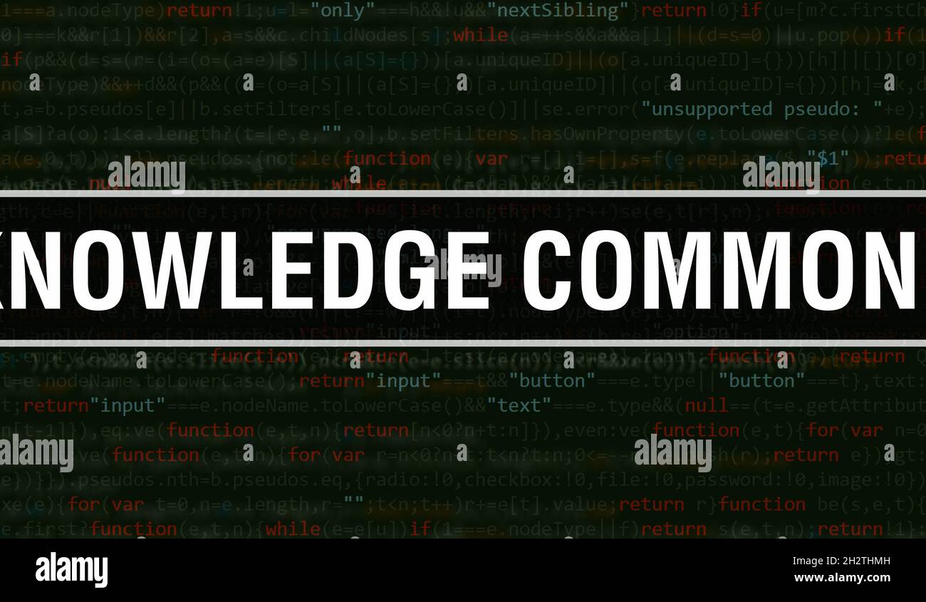 Knowledge commons text written on Programming code abstract technology ...
