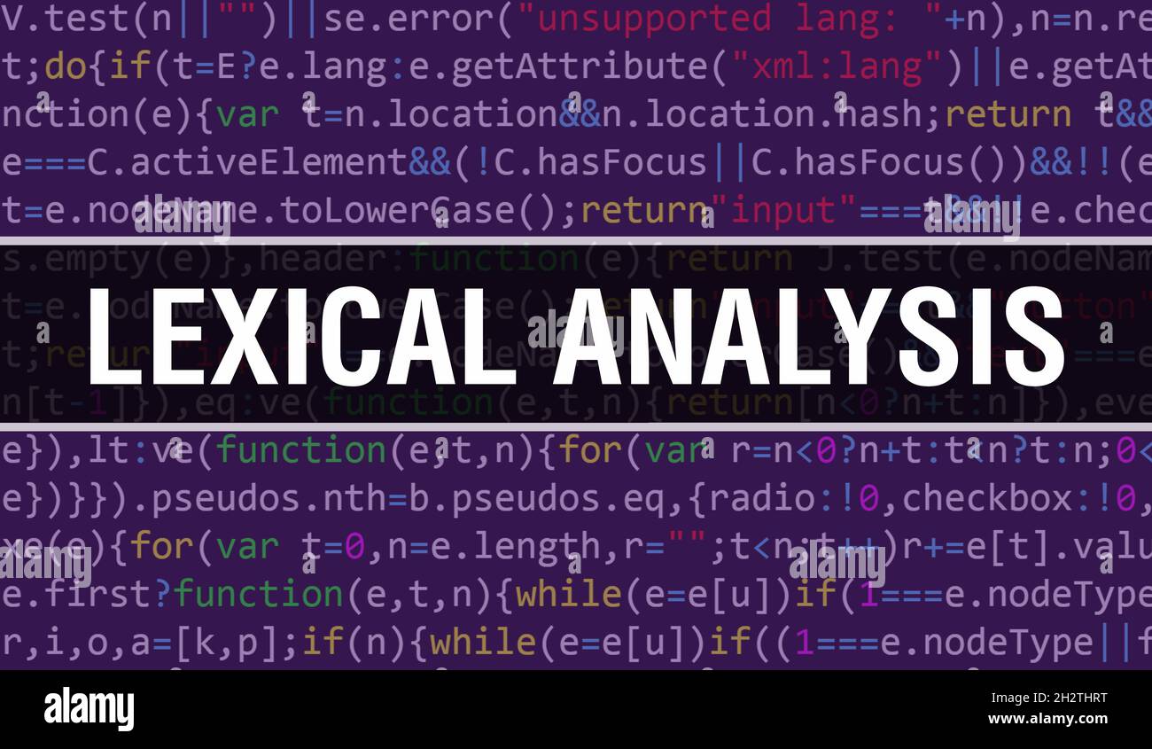 Lexical analysis with Binary code digital technology background. Abstract background with program code and Lexical analysis. Programming and coding te Stock Photo