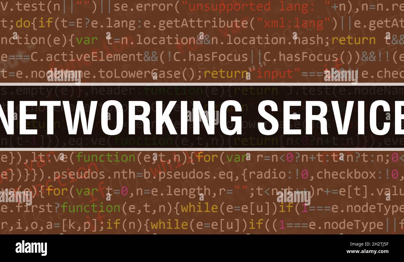 networking service with Digital java code text. networking service and ...