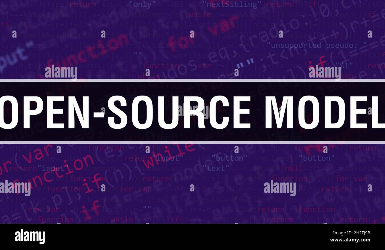 Open Source Model Concept With Random Parts Of Program Code Open Open Source Model Concept With Random Parts Of Program Code Open