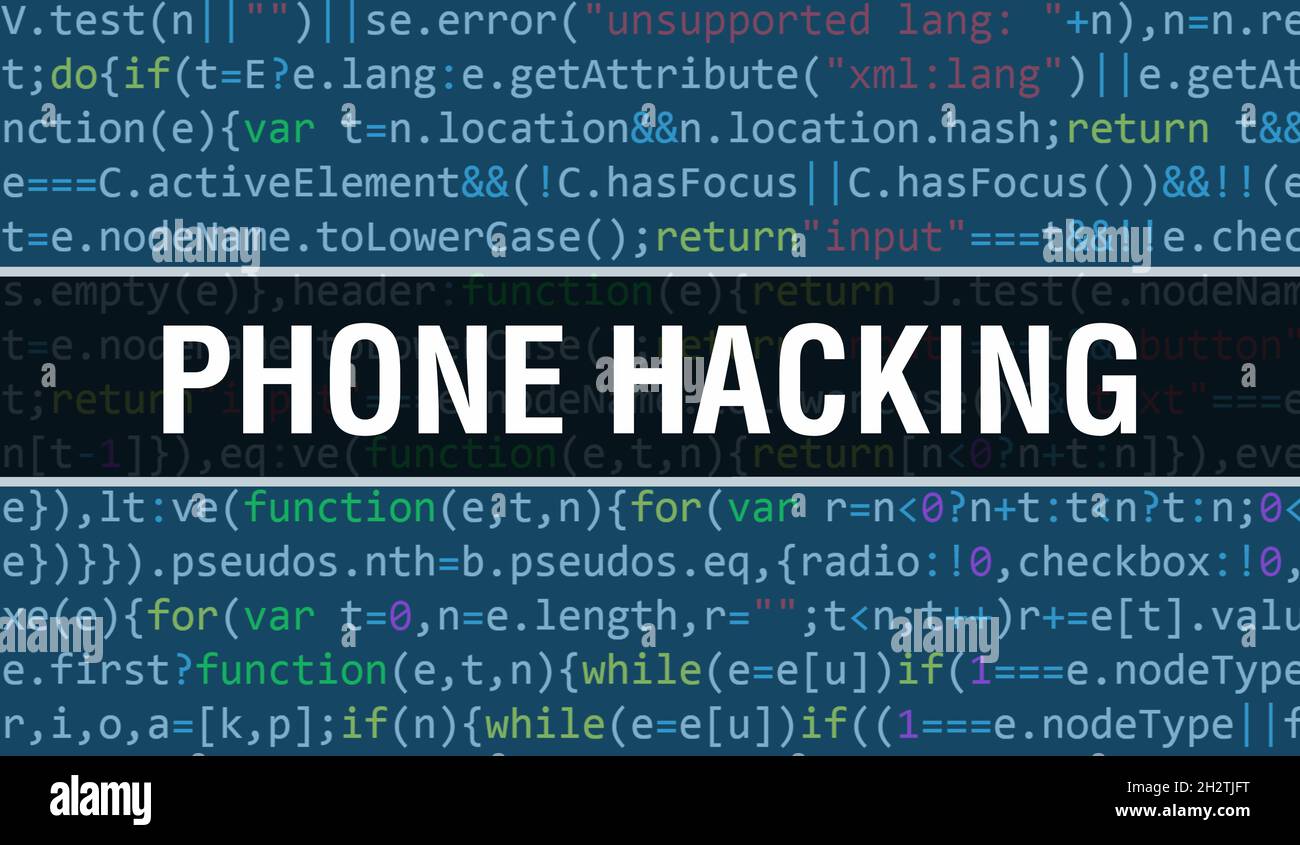 Phone hacking with Binary code digital technology background. Abstract ...