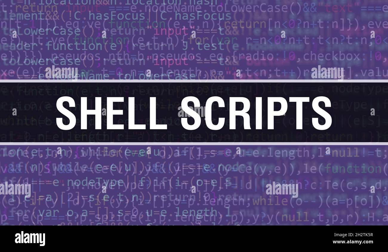 Shell scripts with Digital java code text. Shell scripts and Computer ...