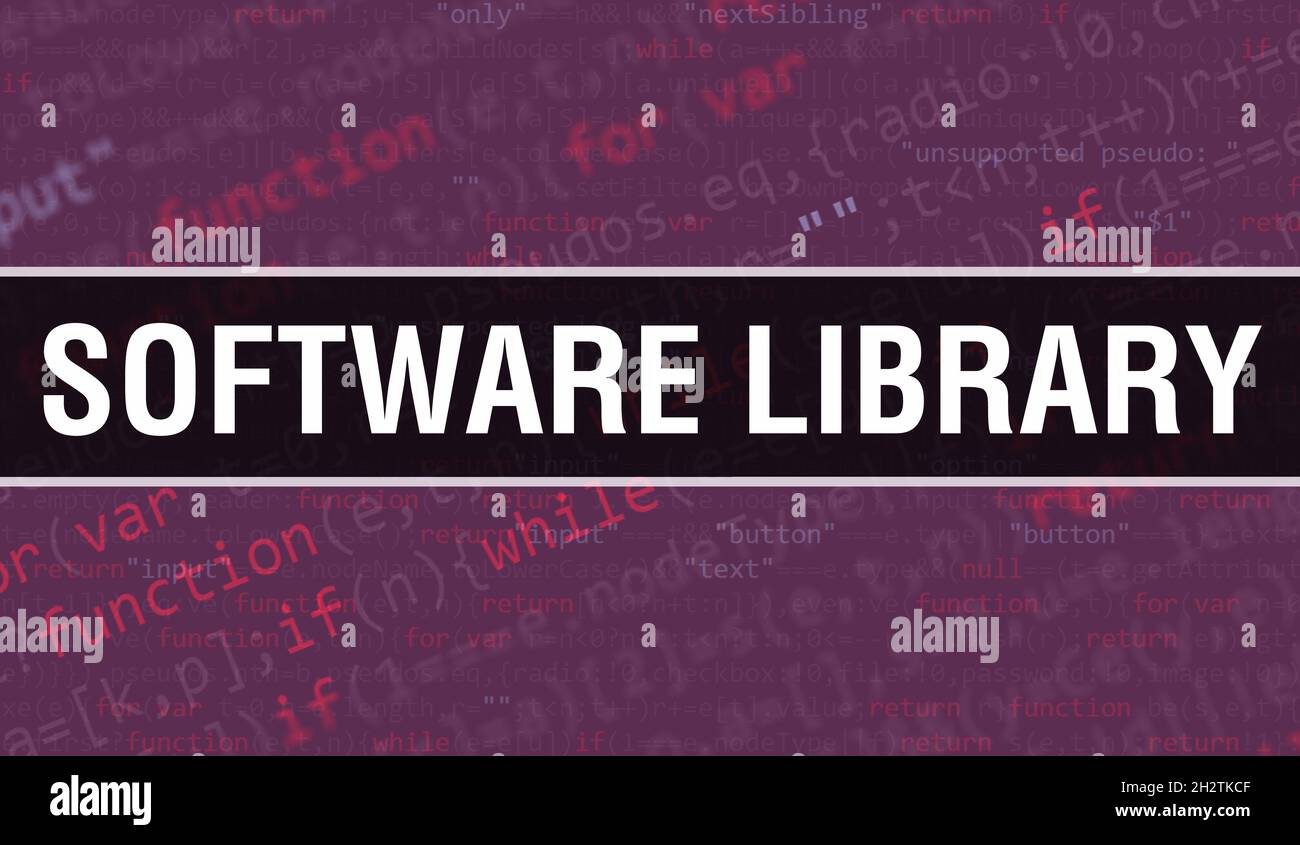 Software library concept illustration using code for developing