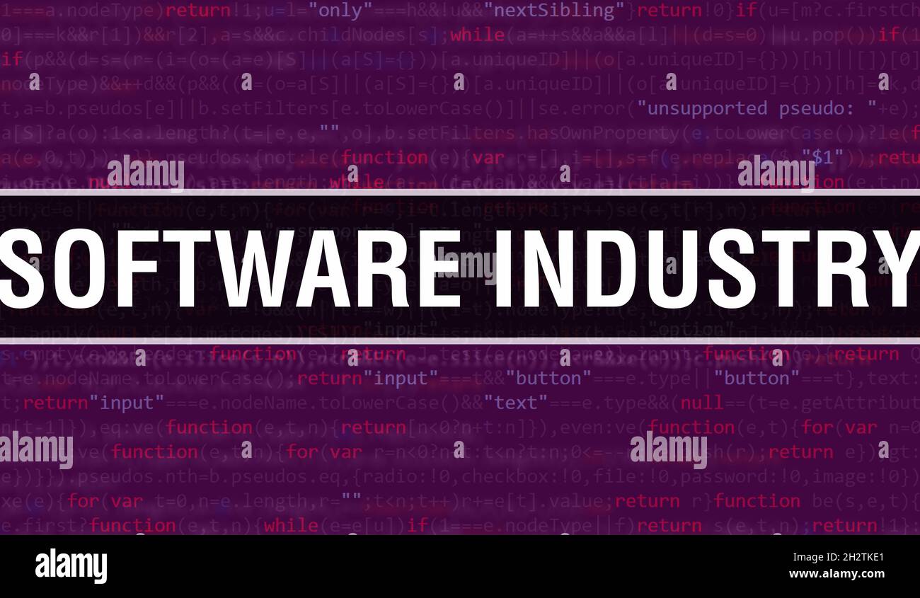 Software industry text written on Programming code abstract technology ...