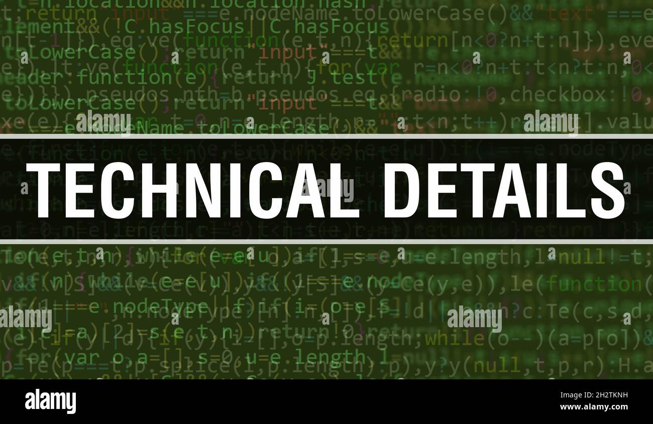 Technical details concept with Random Parts of Program Code.Technical ...