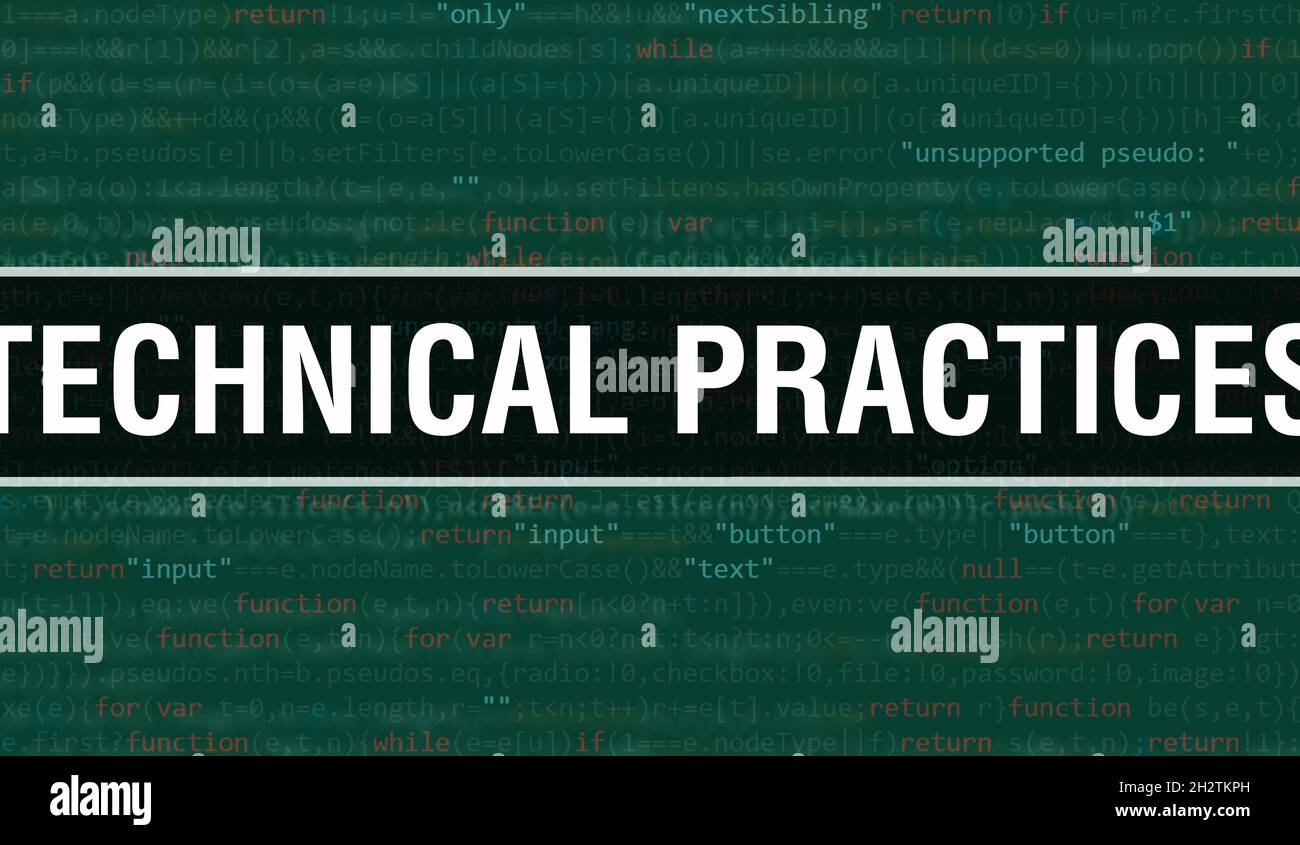 technical practices text written on Programming code abstract ...