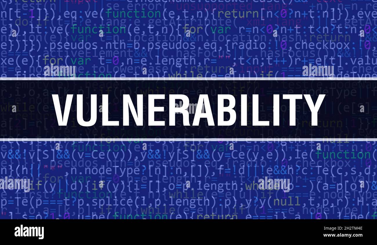Vulnerability Abstract Vulnerability with Abstract Technology Binary code Background.Digital ...
