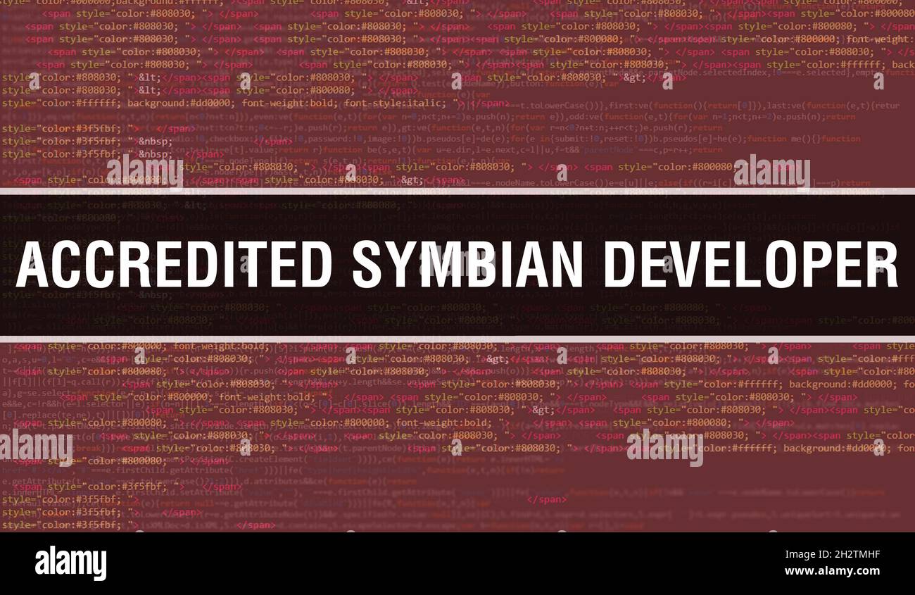 Accredited Symbian Developer text written on Programming code abstract ...