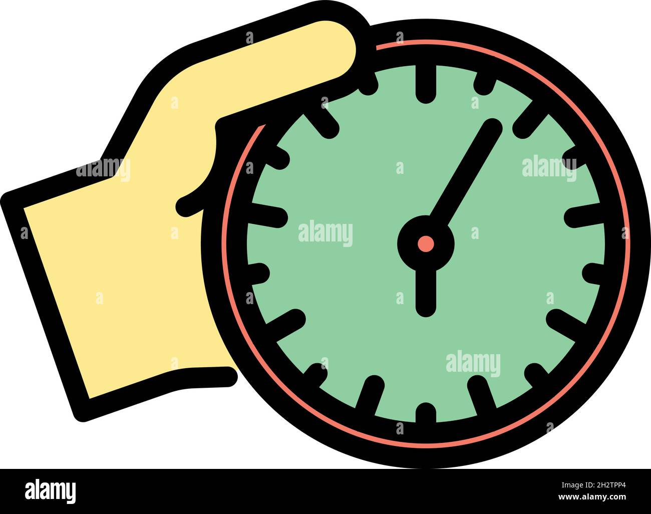 Take wall clock icon. Outline take wall clock vector icon color flat ...