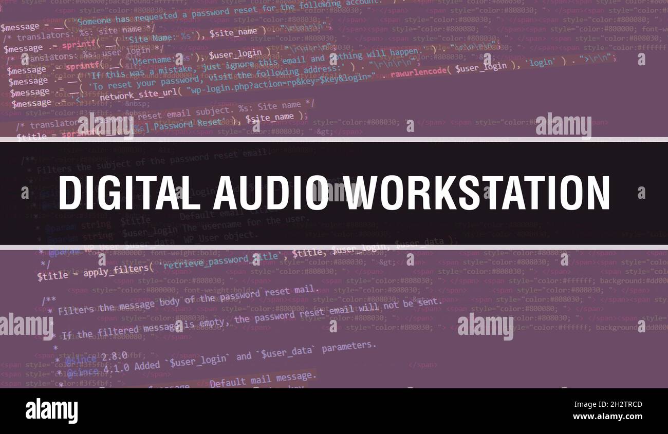 Digital audio workstation text written on Programming code abstract