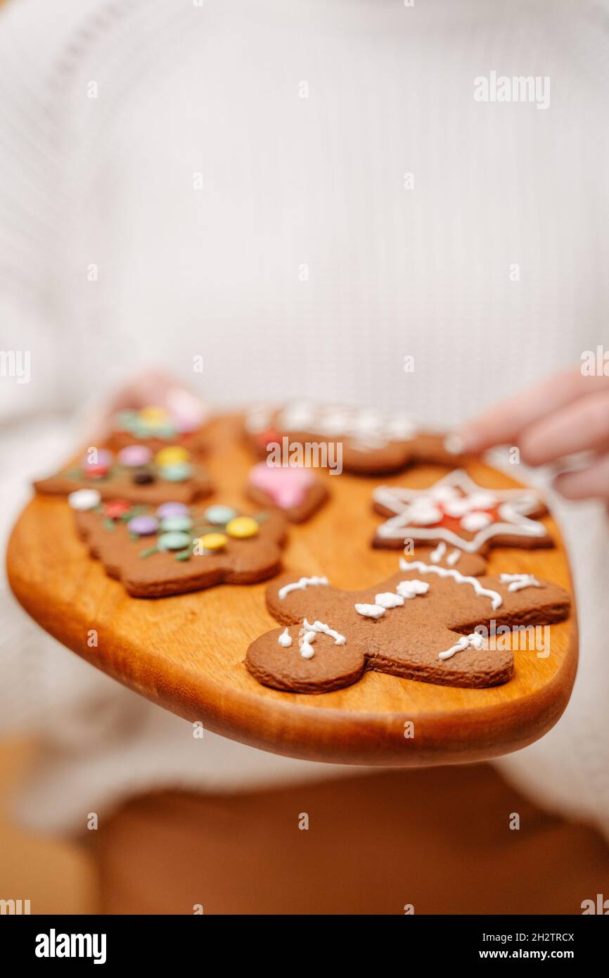 Closeup of a gingerbread traditional cookie for christmas Stock Photo ...