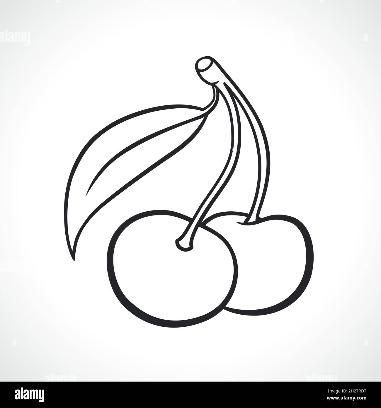 cherries black and white drawing isolated design Stock Vector Image