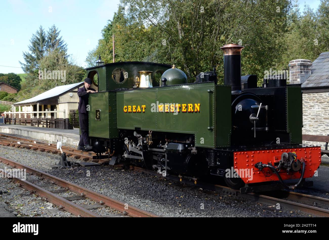 Great Western Steam Locomotive built in the 1920s at Devils Bridge railway station Vale of Rhidol Railway Pontarfynach Ceredigion Wales Cymru UK Stock Photo