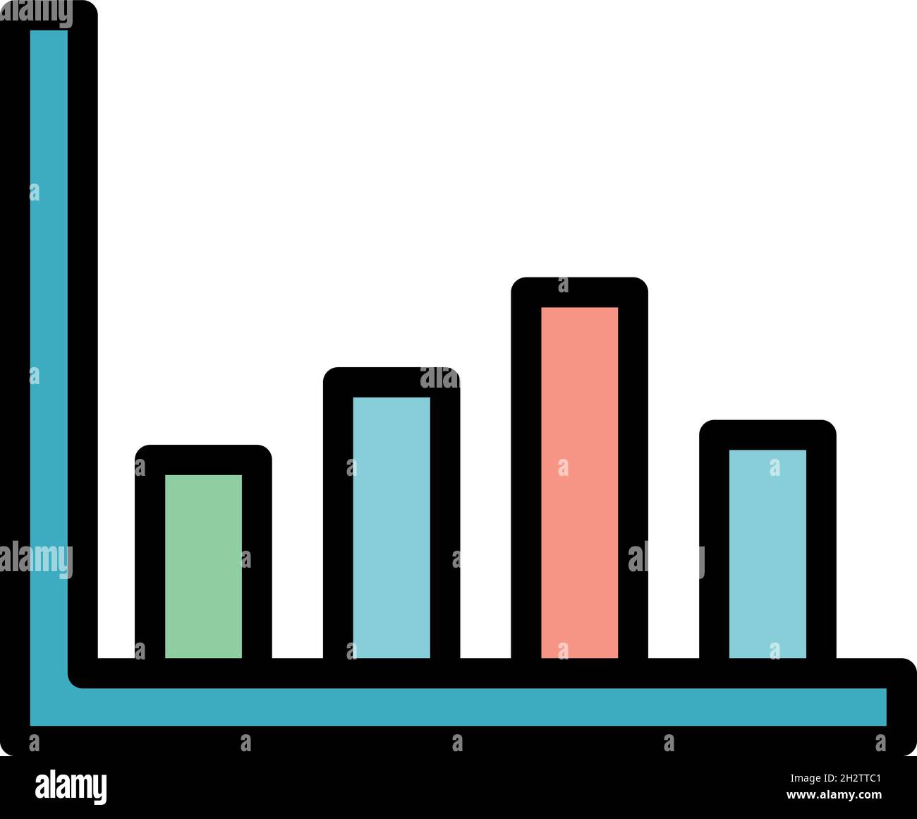 Graph bars icon. Outline graph bars vector icon color flat isolated ...