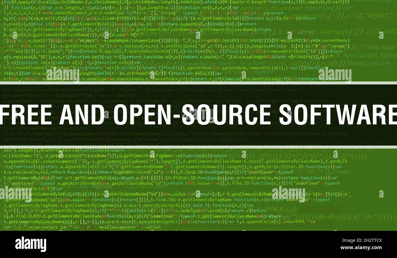 Free And Open Source Software Concept With Random Parts Of Program Code Free And Open Source Software Concept With Random Parts Of Program Code