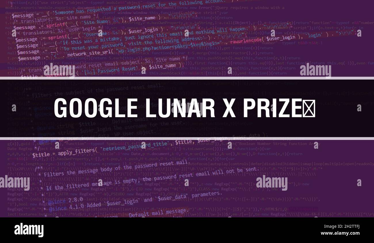 Google Lunar X Prize  concept illustration using code for developing programs and app. Google Lunar X Prize  website code with colourful tags in bro Stock Photo