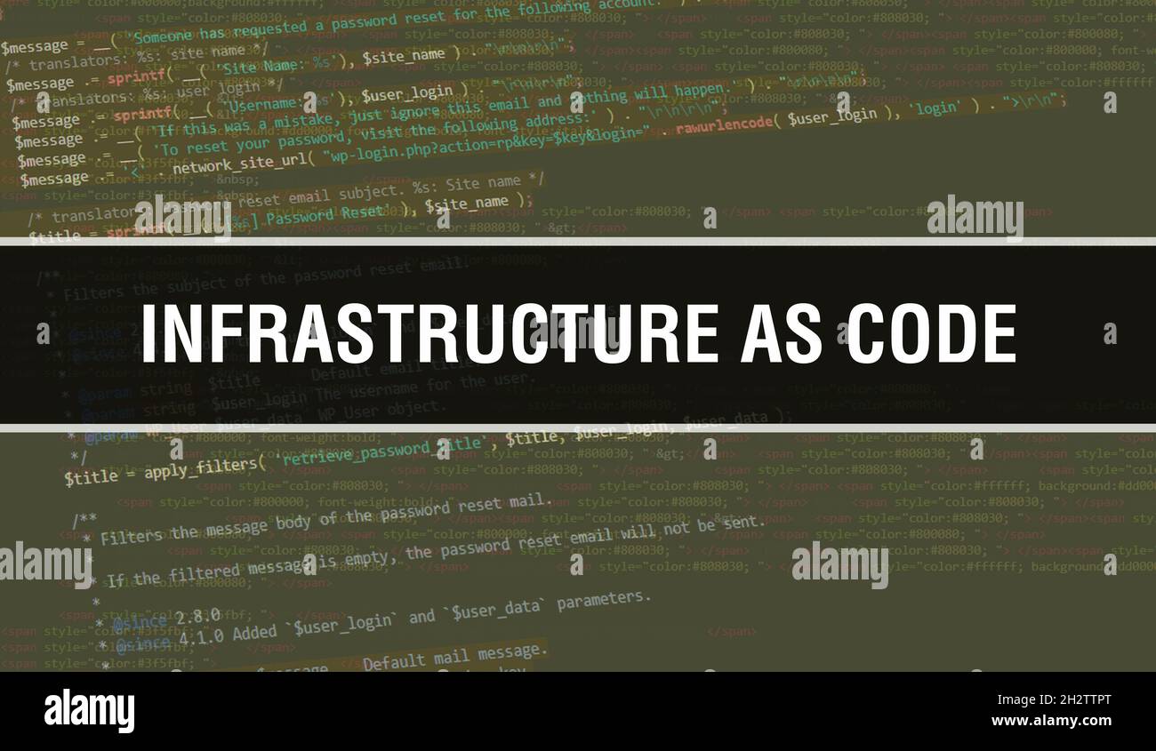 Infrastructure as code text written on Programming code abstract ...