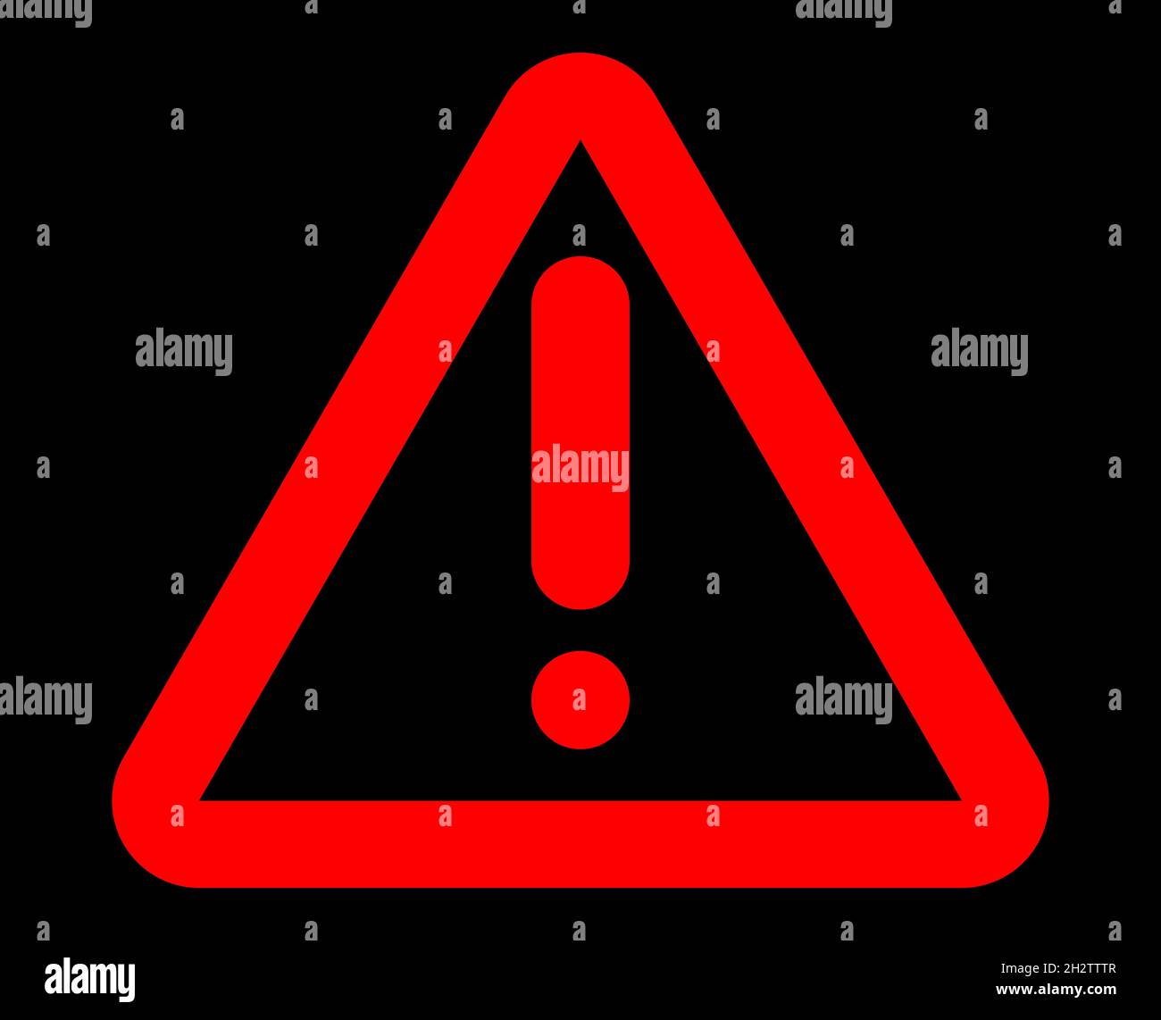 Dashboard large red triangle warning light over a black background
