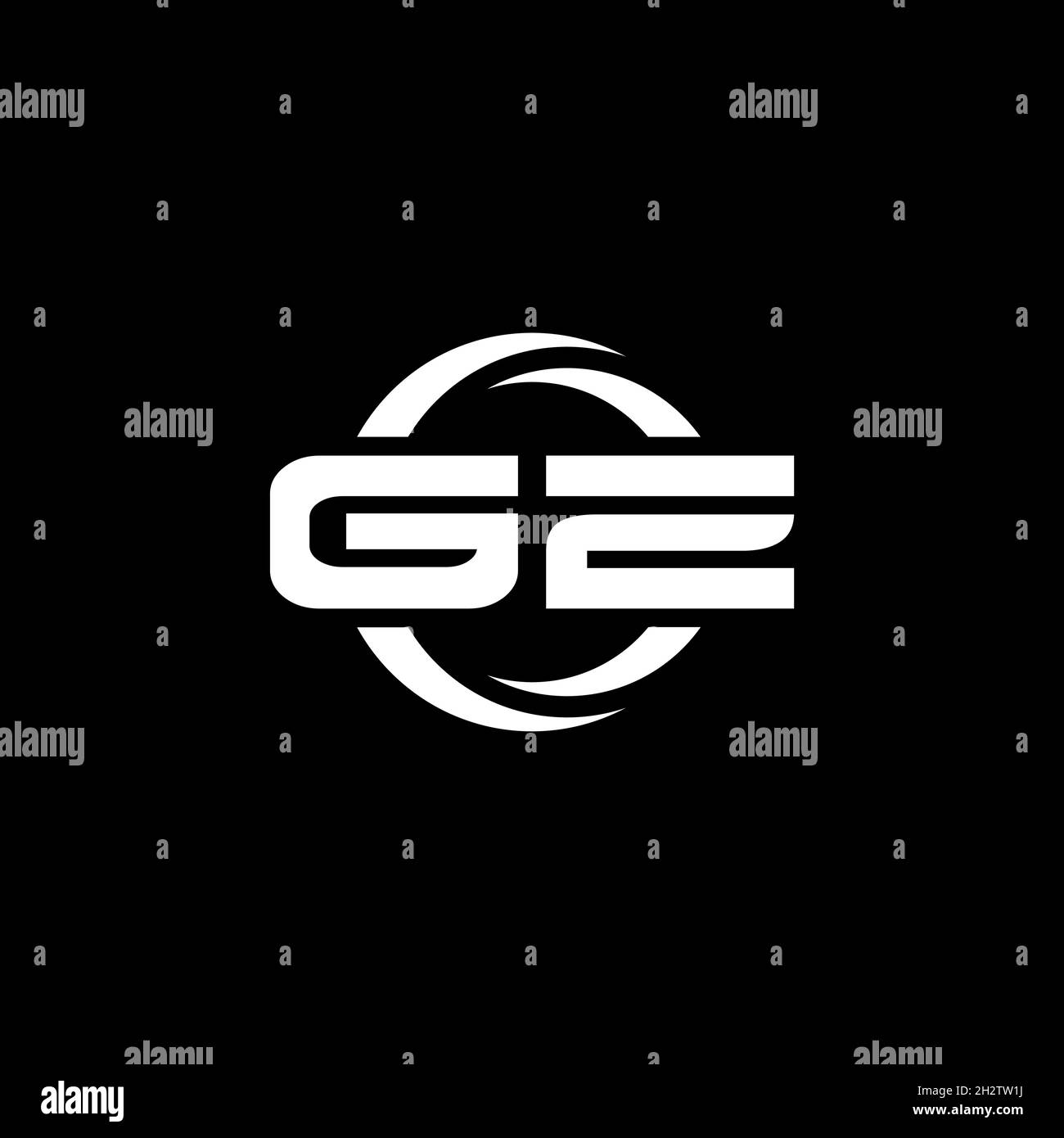 GZ Monogram logo letter with simple shape and circle rounded design template isolated on black background Stock Vector