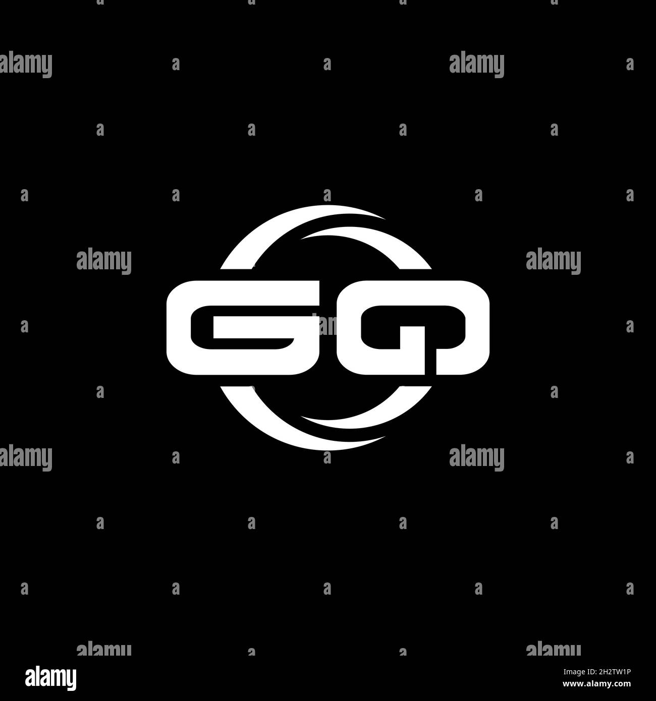 GQ Monogram logo letter with simple shape and circle rounded design ...