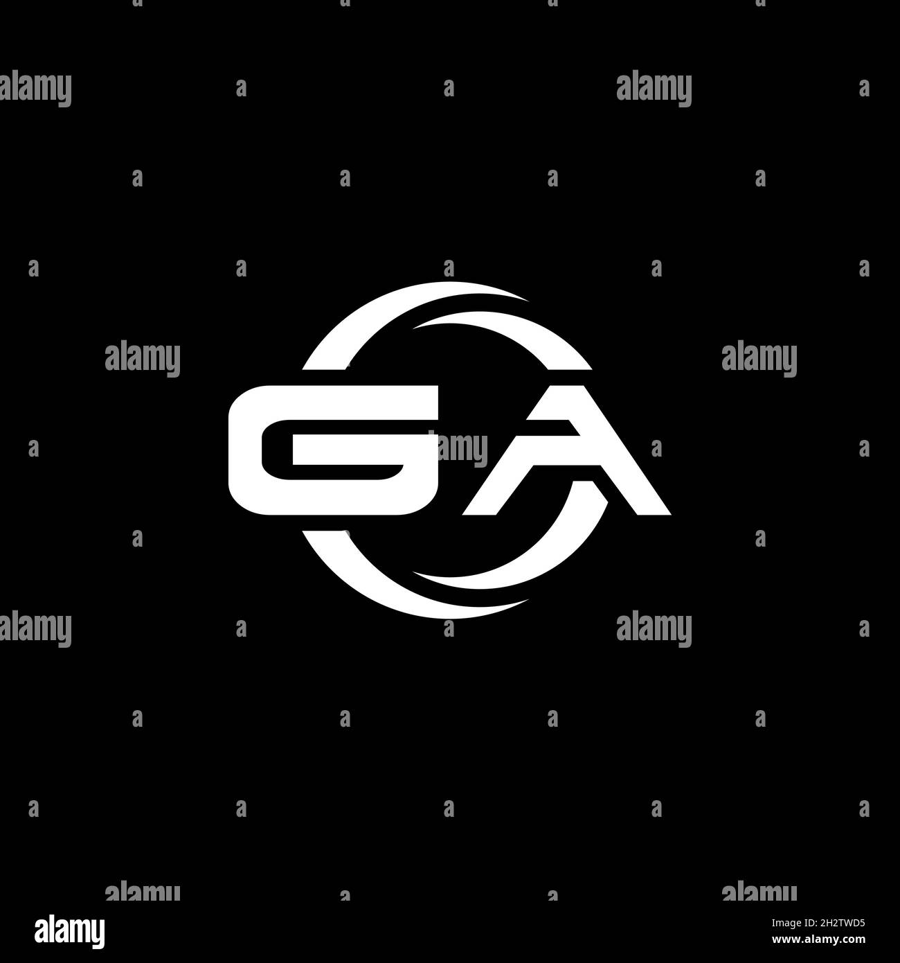 GA Monogram logo letter with simple shape and circle rounded design ...