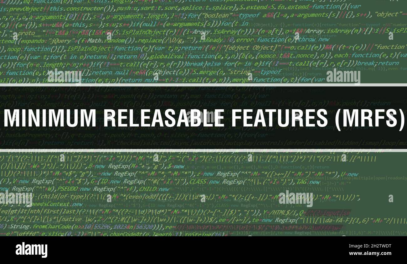 minimum releasable features (MRFs) text written on Programming code ...