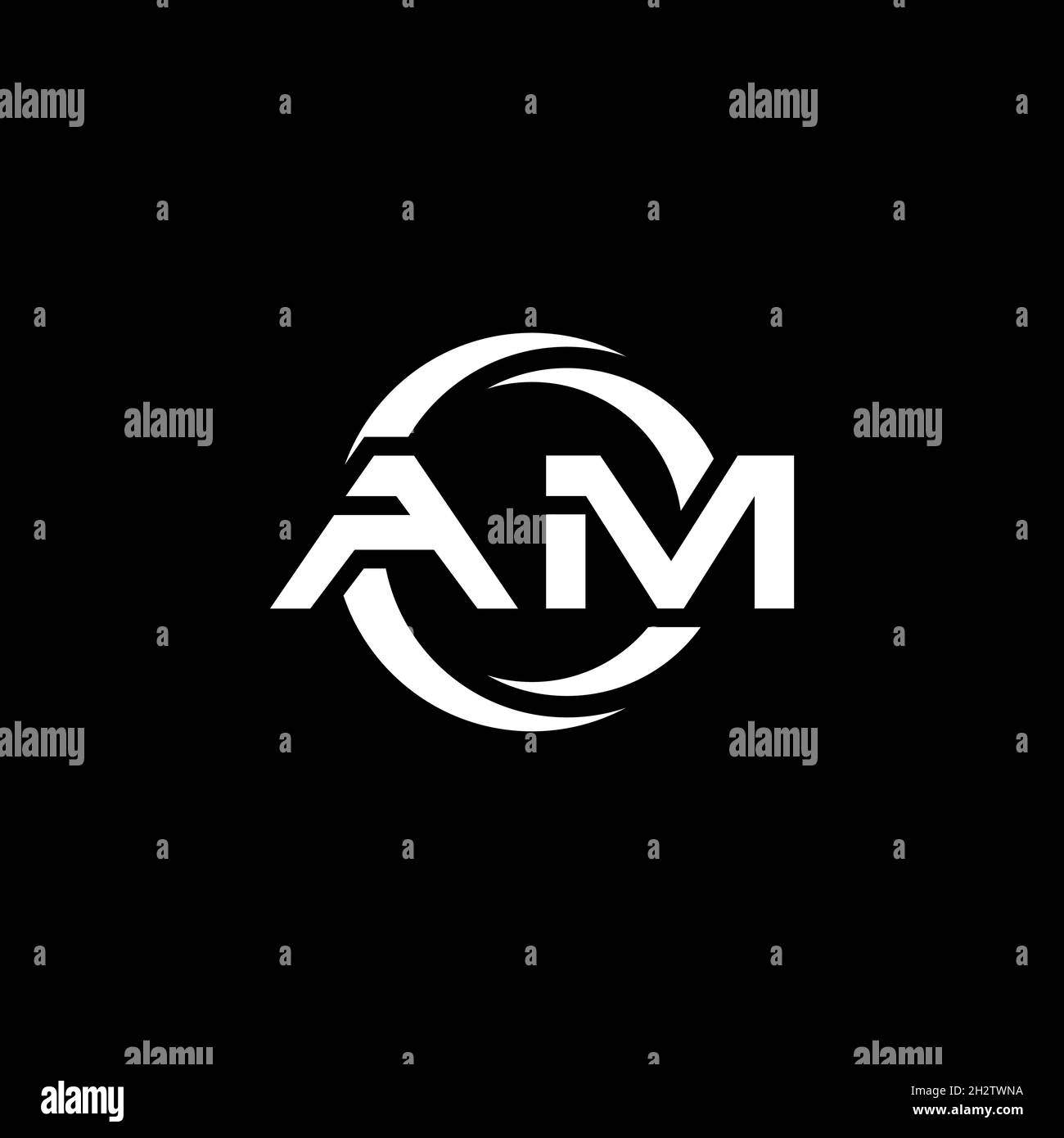 AM Monogram logo letter with simple shape and circle rounded design ...