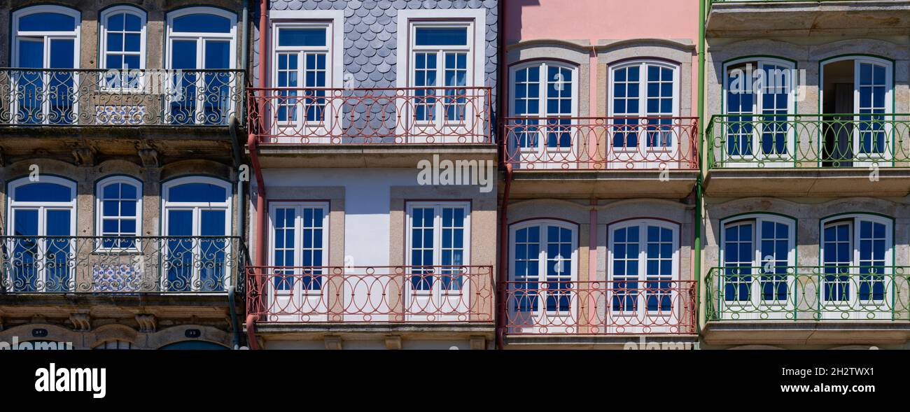 View of colorful traditional facade in Porto, Portugal Stock Photo