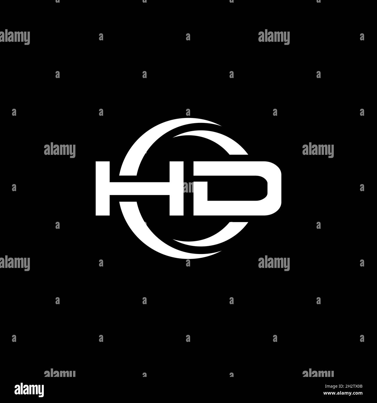 HD Monogram logo letter with simple shape and circle rounded design ...