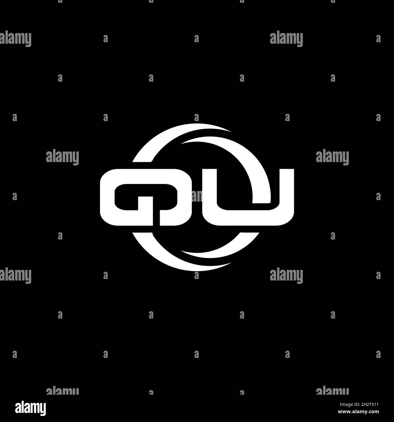 QU Monogram logo letter with simple shape and circle rounded design ...
