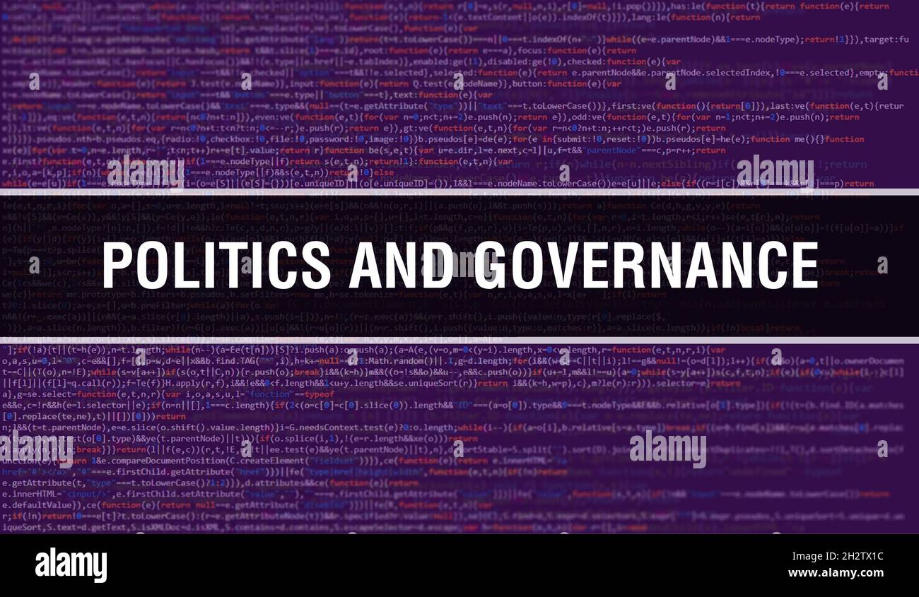 Politics and governance with Binary code digital technology background. Abstract background with program code and Politics and governance. Programming Stock Photo