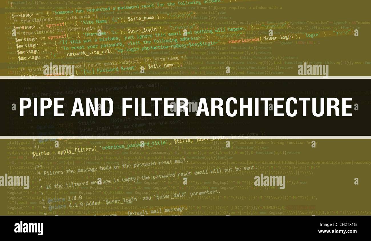 Pipe and filter architecture concept illustration using code for ...