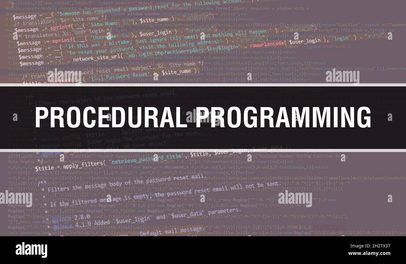 Procedural programming concept illustration using code for developing ...